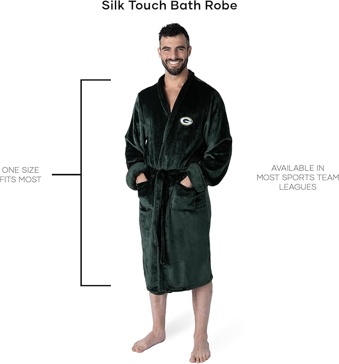 NFL Adult Unisex Silk Touch Bathrobe, Officially Licensed Loungewear, Soft Plush Polyester