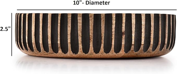 Decorative Bowl MANGO WOOD Decorative Bowls for Home Decor - Organic Modern Home Decor Bowl Key Bowl, Candy Bowl, Smudge Bowl (10" X 10" X 2.5'')