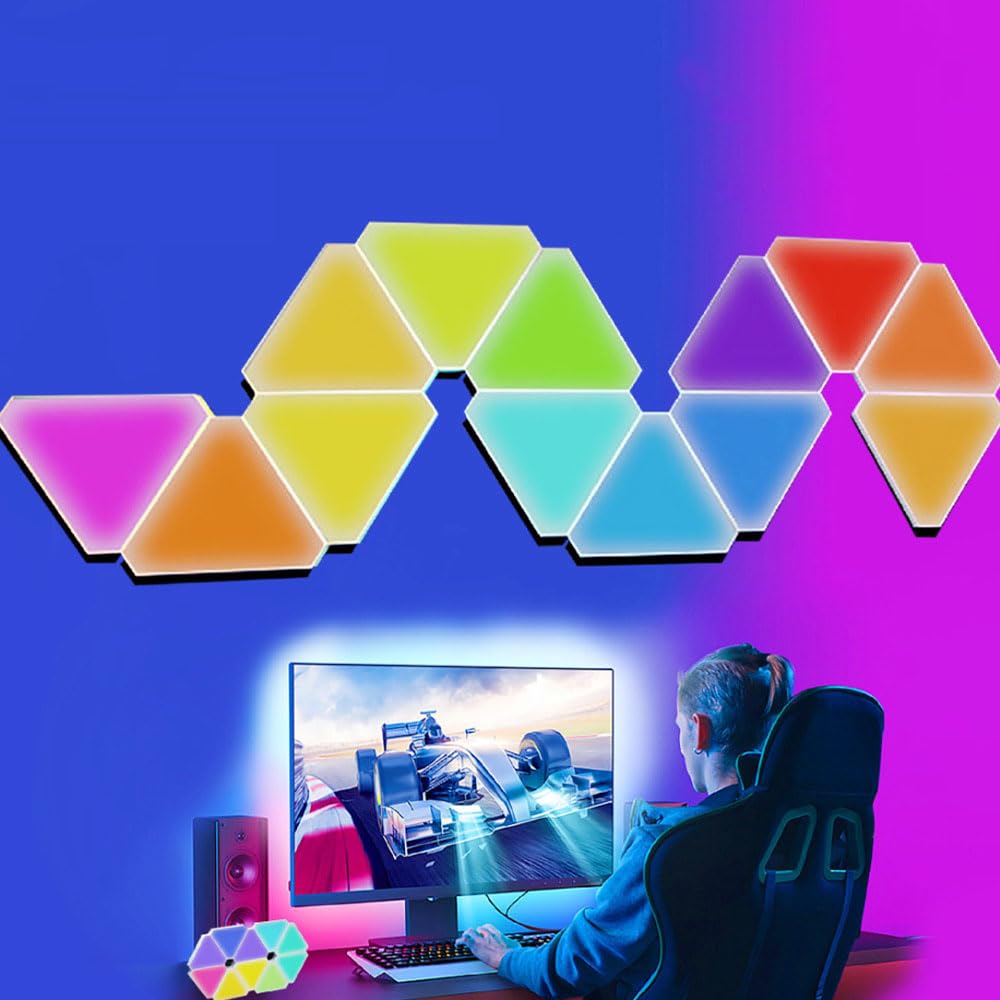 fbkapelk WiFi Bluetooth 5V USB Triangle Lamps Quantum Atmosphere LED Night Light for Game Bedroom Decoration Creative Decorat Wall Lamps (10 PCS Bluetooth)