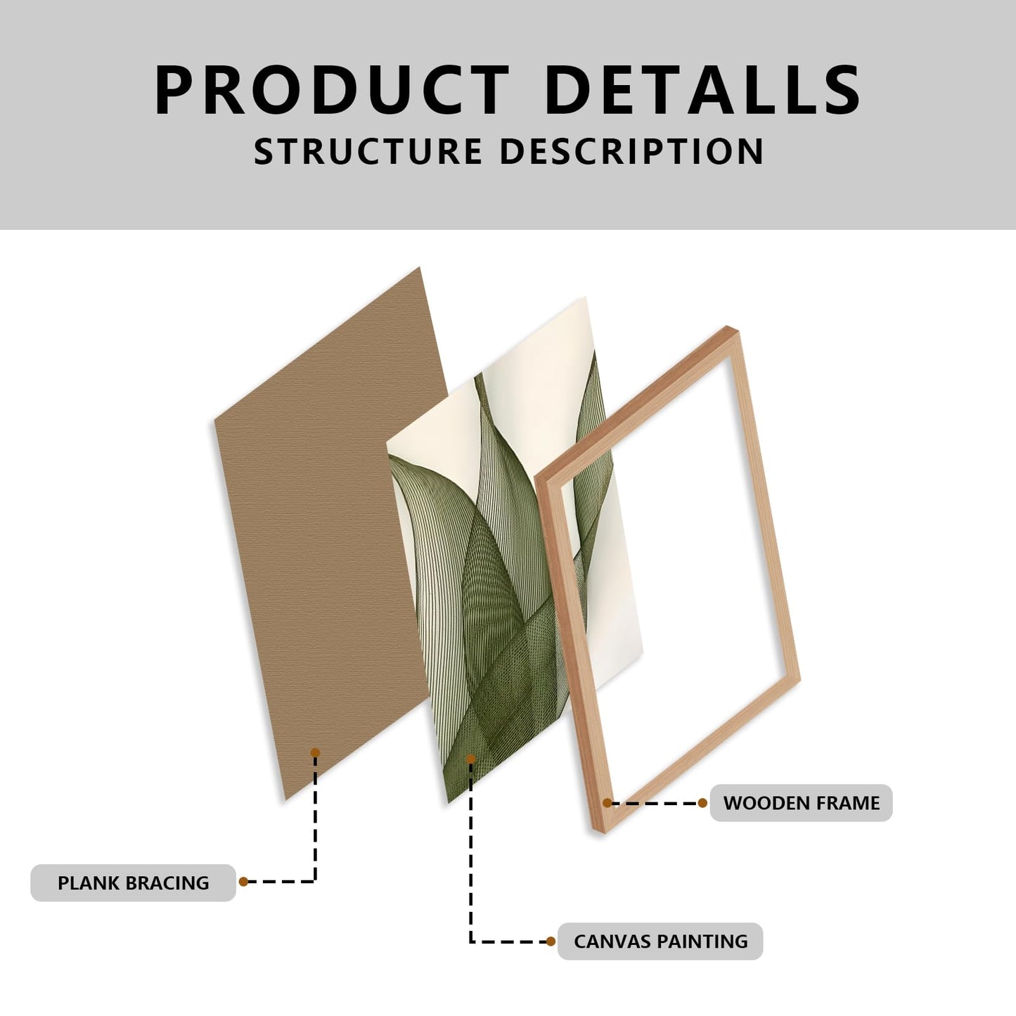 Green Leaf Wall Art Set of 2 with Wooden Frame – Minimalist Botanical Plant Prints, Modern Boho Tropical Leaves Painting, Framed Picture Wall Decor 12x16 Inch
