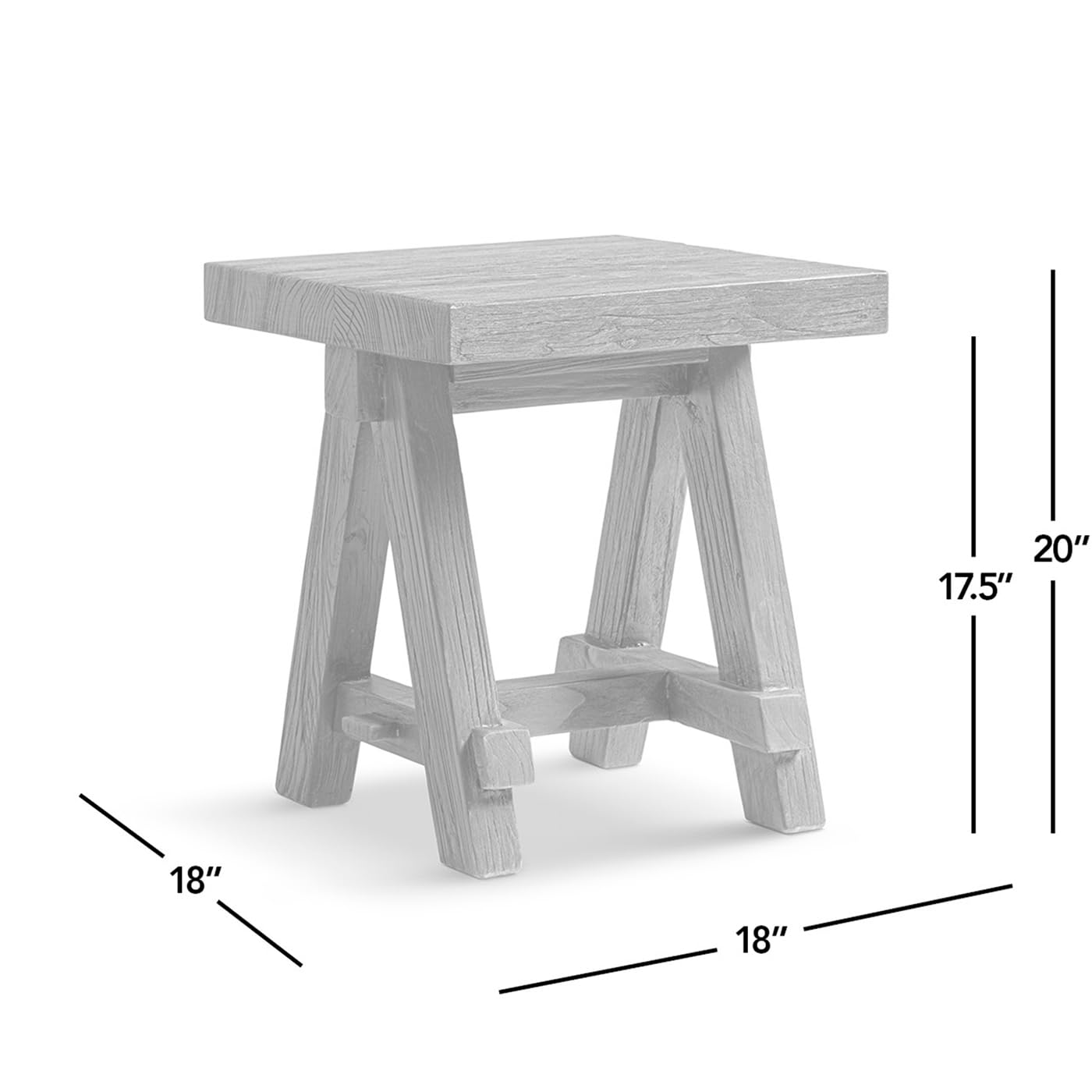 Jennifer Taylor Home Hawthorne 18” Square Reclaimed Elm Trestle Side Table, Heritage Medium-Dark Brown Reclaimed Elm