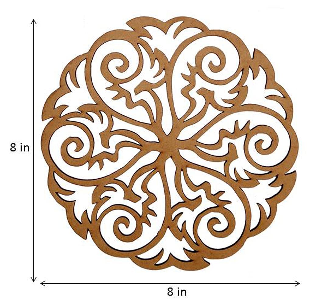 Purpledip Wooden Laser Cut Wall Hanging: Mandala Art, Unfinished (12388)