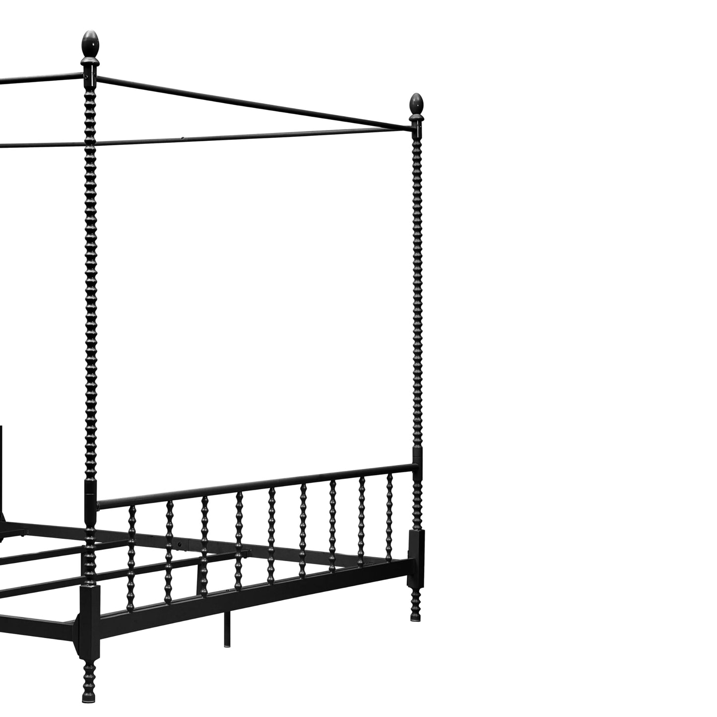 Furniture of America Vaeli Modern Metal King Size Four Poster Bed Frame with Spindles, Canopy Bedframe for Bedroom, Guest Room, Box Spring Required, Black