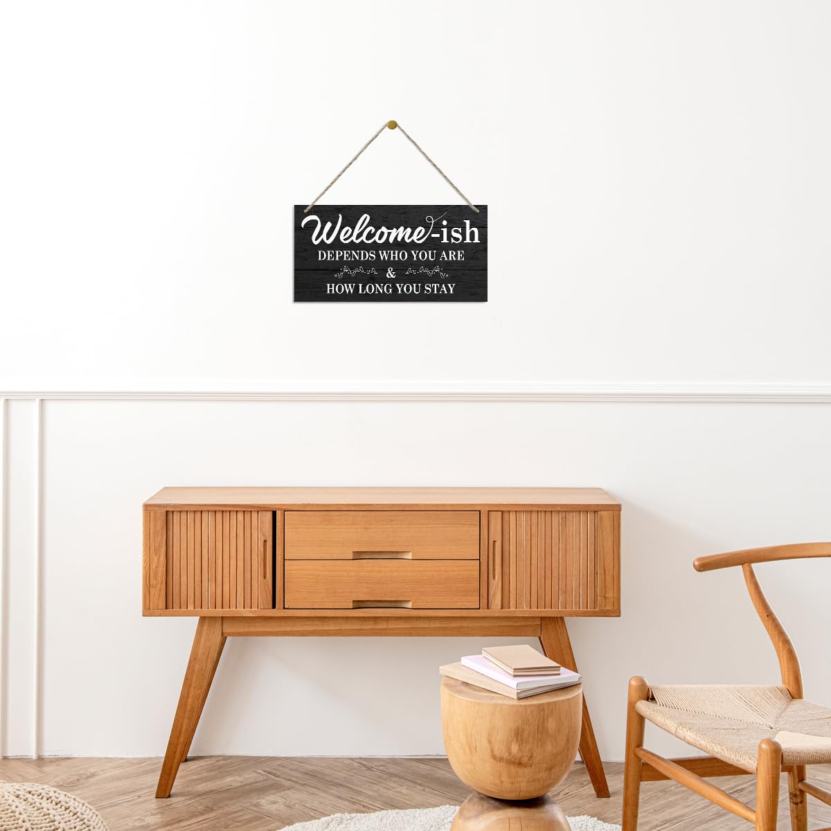 Inspirational Wood Signs, Decorative Wood Hanging Wood Plaque, Rustic Door Sign, Wall Decor Art, Home Front Door Decor, Welcome Hanging Decorations, Welcome-ish Depends Who You Are How Long You Stay