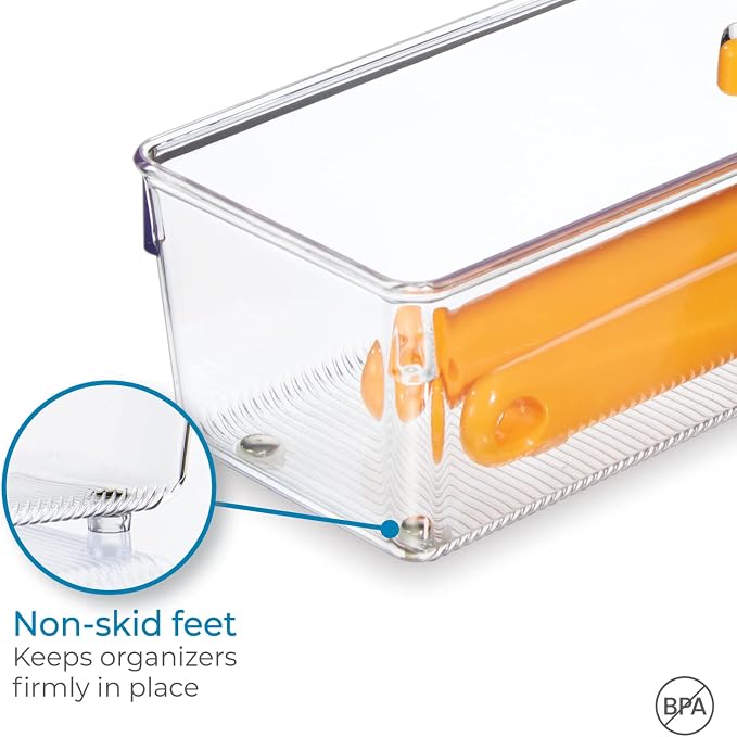 iDesign - 52930 EMW6134167, Medium, Clear | Plastic Storage, For Kitchen, Bathroom, and Desk Drawers