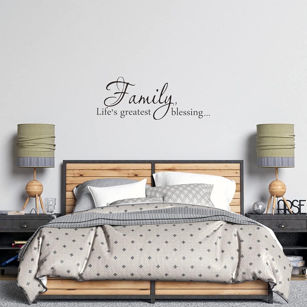 Family Life's Greatest Blessing Vinyl Wall Decal, Removable Stickers for Home Art Decor, Inspirational Quote Saying for Living Room, Bedroom, 22 x 8.3