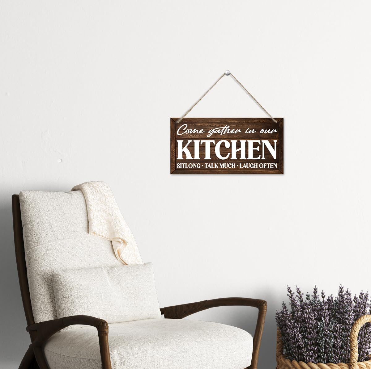 Rustic Kitchen Decor Signs Wall Art - Come Gather in Our Kitchen, Gather Signs for Home Decor, Farmhouse Living and Dining Room Wall Decor, Housewarming Gifts, Retro Wall Art 11.8 * 5.9 in