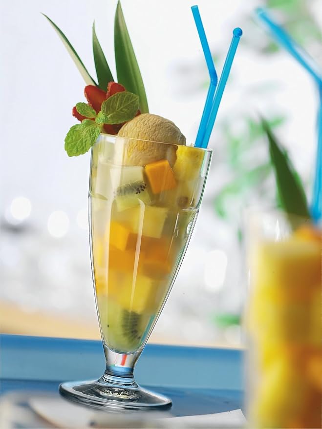 Bormioli Rocco Rock Bar 12.5 oz. Stackable Dessert Glass for Ice Cream Sundaes, Milkshakes, or Smoothies, Set of 6, Clear