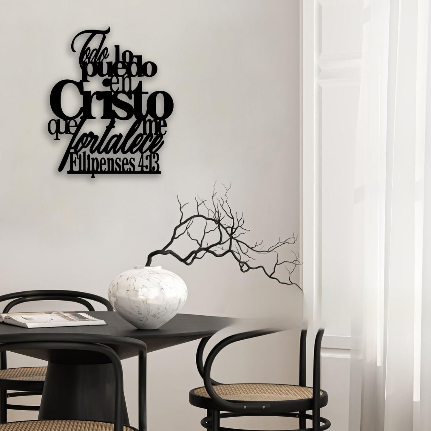 OPTYBVFD Filipenses 4 13 Metal Wall Decor - Christian Room Decor Motivational Scripture Inspirational Wall Art Home Decor for Living Room, Bedroom, Dining Room, Office (Black)