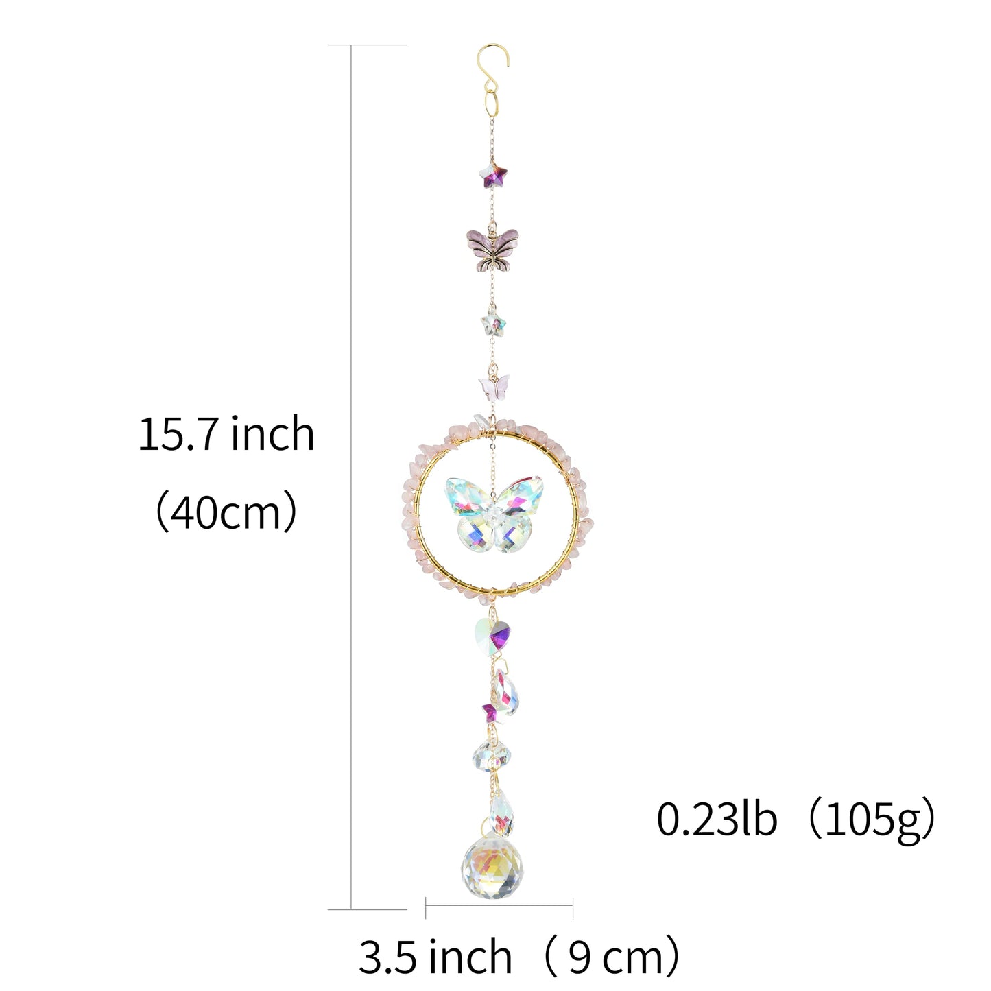Pink Crystal Butterfly Sun Catcher, Elegant Home Decoration for Living Room, Bedroom, Dining, Kitchen, & Bath, Birthday Gift, Valentine's Day Gift