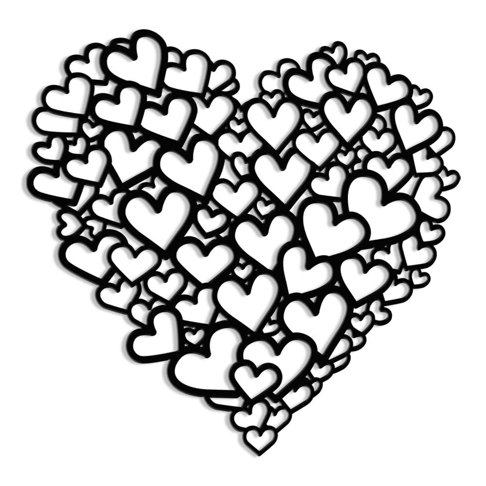 XORT Heart Wall Decor, Metal Love Heart Wall Art, Heart Metal Art, Love Sign for Valentine's Day Bedroom Living Room Decoration, Black, Iron