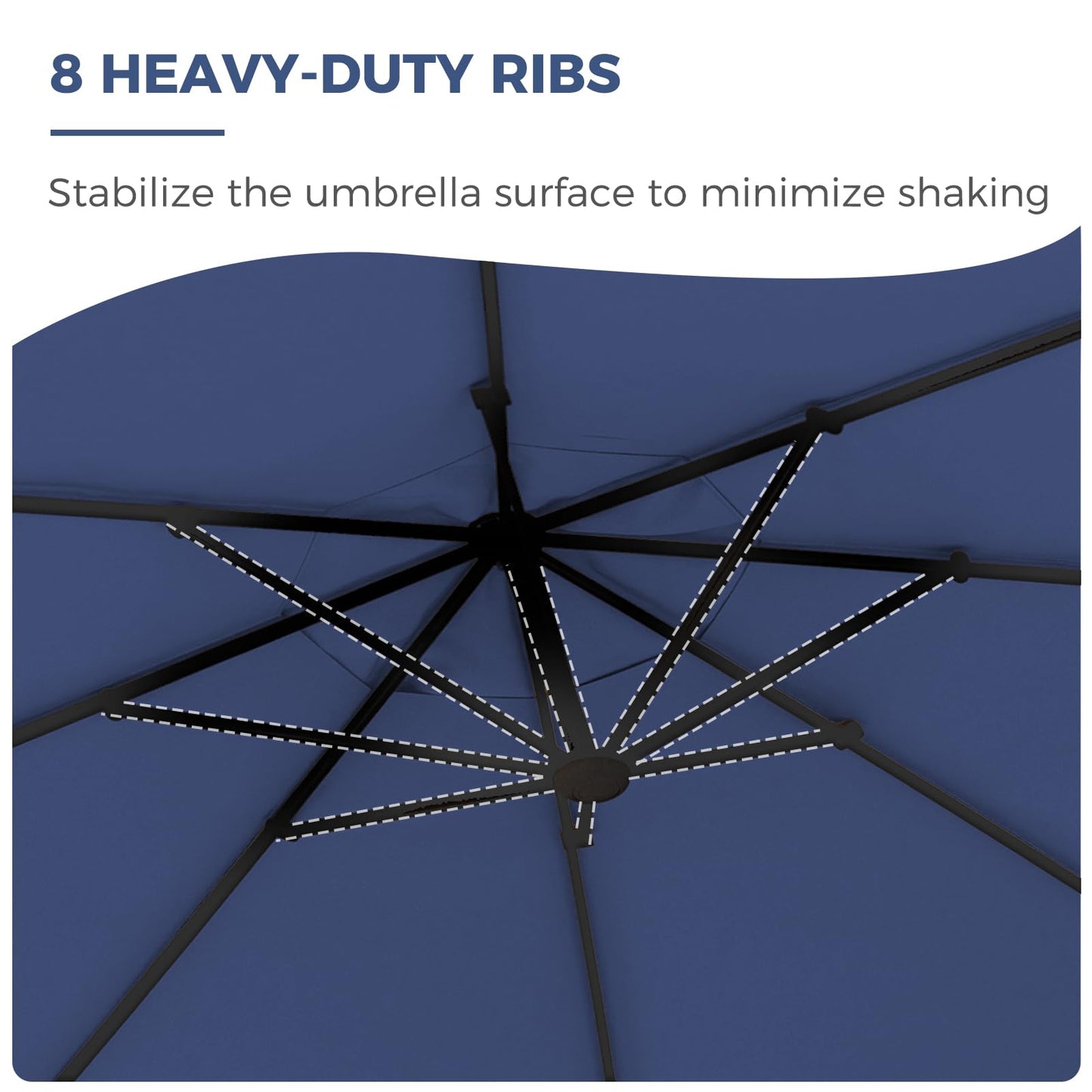 Grand patio 12 FT Patio Cantilever Umbrella Outdoor Large Round Aluminum Offset Umbrella Base Included for Deck Yard (Navy Blue, 12 FT)