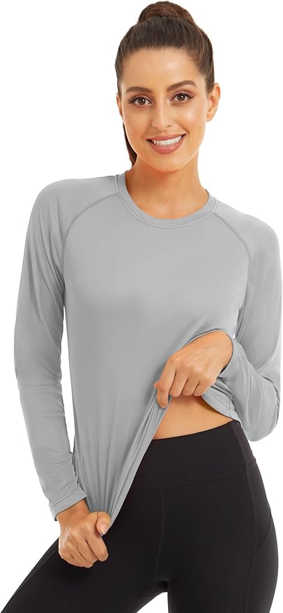 MAGCOMSEN Women's 2 Pack Long Sleeve Shirts UPF 50+ Sun Protection Quick Dry Swim Shirt for Rash Guard Fishing Workout