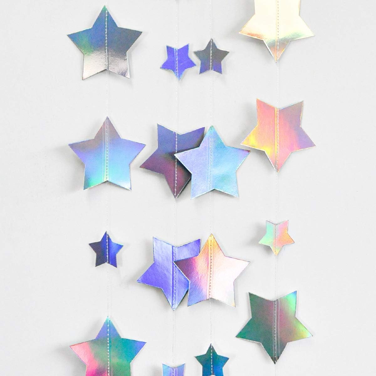 Iridescent Glitter Mixed Star Paper Garland Banner Décor 40 Feet Mixed Little and Large Twinkle Star Hanging Bunting Banner Backdrop for Wedding Baby Shower Birthday Graduation Disco Party Decorations