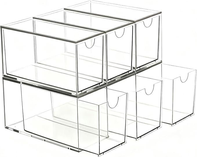 4 Pack Stackable Tea Bag Storage Organizer Drawers – Clear Acrylic Tea Bag Holder for Cabinet, Drawer, Pantry, Countertop – Kitchen Tea Storage Container