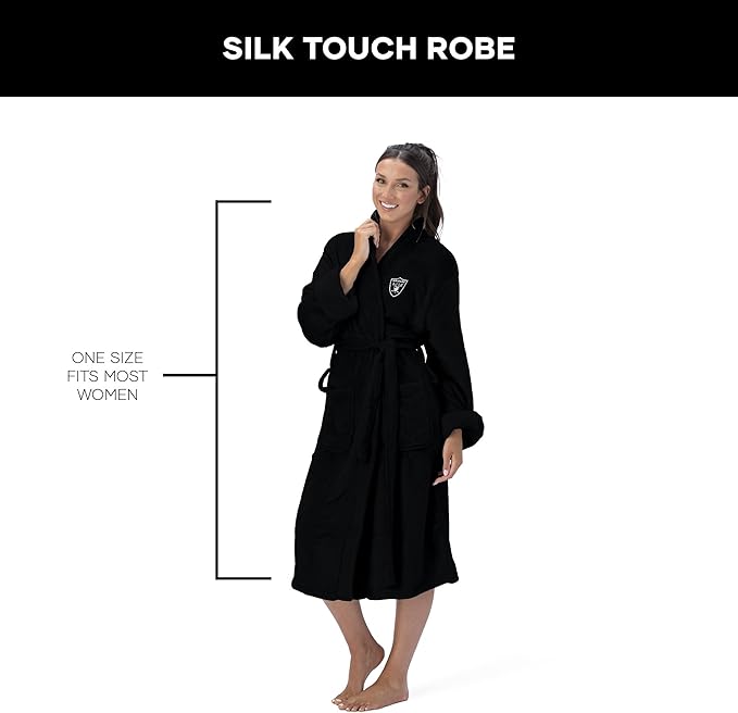 NFL Adult Unisex Silk Touch Bathrobe, Officially Licensed Loungewear, Soft Plush Polyester