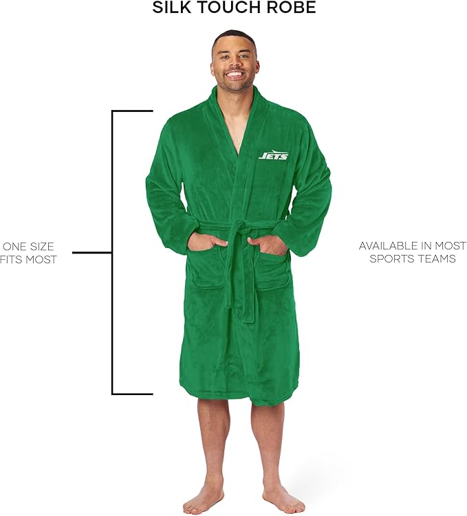 NFL Adult Unisex Silk Touch Bathrobe, Officially Licensed Loungewear, Soft Plush Polyester