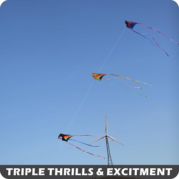 ORGCLDKT-Rainbow Cruiser Delta Kite, Kites for Kids Ages 8-12,4-8,Boys,Girls,Kites for Adults,Beach,Beginners,Giant.1Pc or 3Pcs Pack. Easy to Fly.