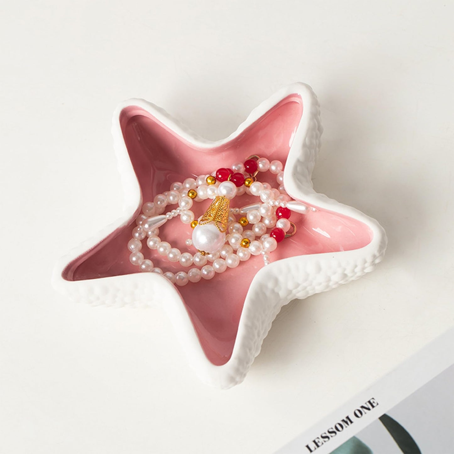 YITOBA Ceramic Seashell Jewelry Dish tray, Small Shell Trinket Dish, Jewelry Holder Dish Plate for Rings Earring, Aesthetic Decorative Key Bowl, Ocean Beach Pink Coastal Room Decor (Pink)