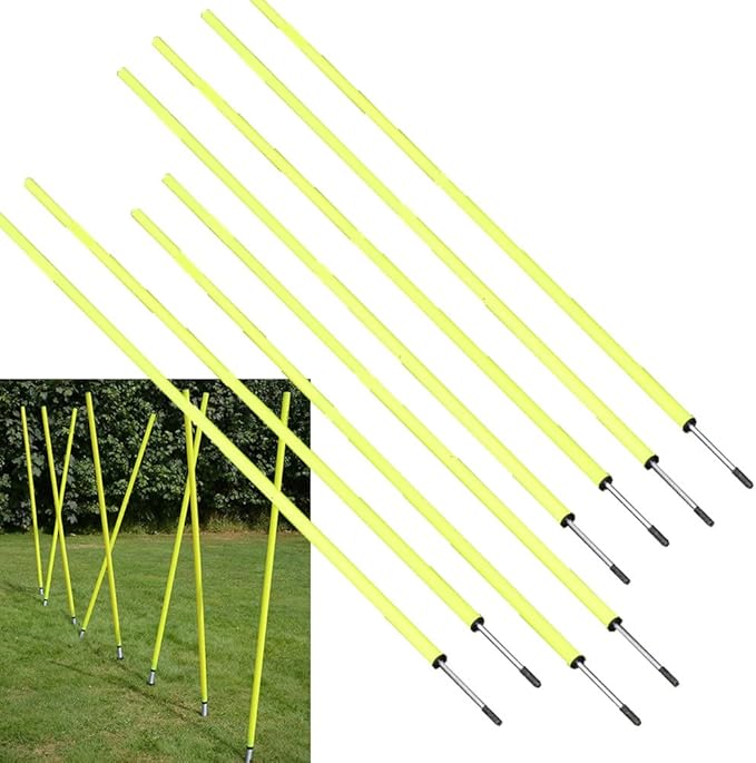 BlueDot Trading Soccer Agility Poles | Telescopic, Fixed & Collapsible Options (4, 6, 8 Piece Sets) Speed Training Poles for Agility Drills, Outdoor Games, Football & Sport Training Equipment