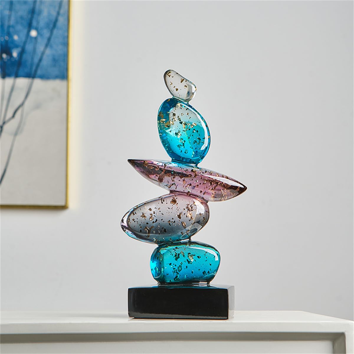 AWNR Resin Pebble Shape Sculpture Decor -Aesthetic Home Decor for Living Room, Office Desk, Shelf,Display,entryway,Housewarming Gifts