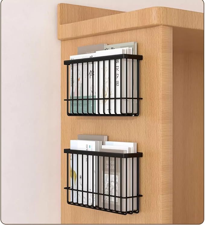 2 Piece Kitchen Cabinet Door Storage Box,Self Adhesive Wall Mounted Storage Boxes,Wardrobe/Bathroom/Refrigerator Small Items Organizer Storage Box (Black)