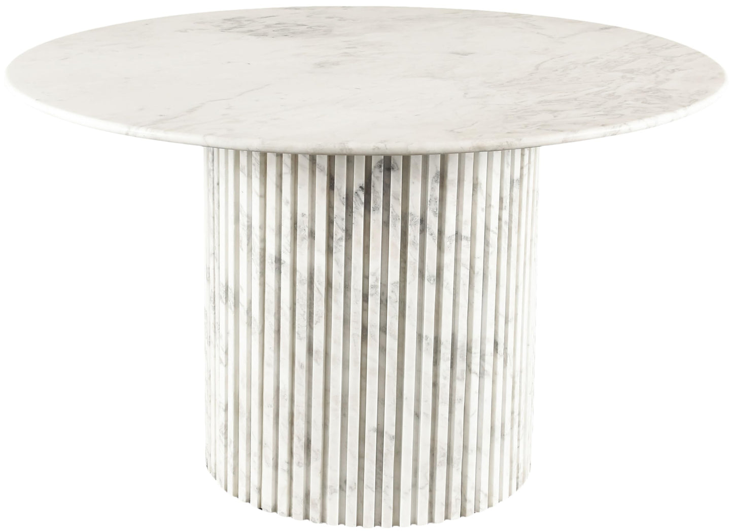 Meridian Furniture 248White-DT48 Genoa Collection Art Deco Dining Table with Handcrafted Genuine Marble, White Marble with Light Grey Veining, 48" W x 48" D x 30" H, White