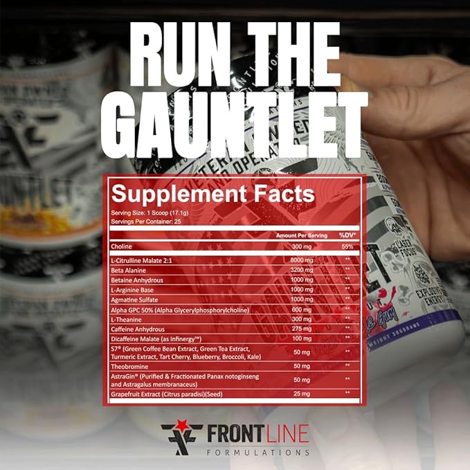 Gauntlet Pre-Workout Powder, Explosive Workouts, Laser Focus, Mid Stim, Amazing Flavor, Veteran Owned and Operated (25 Servings, Margarita Twist)