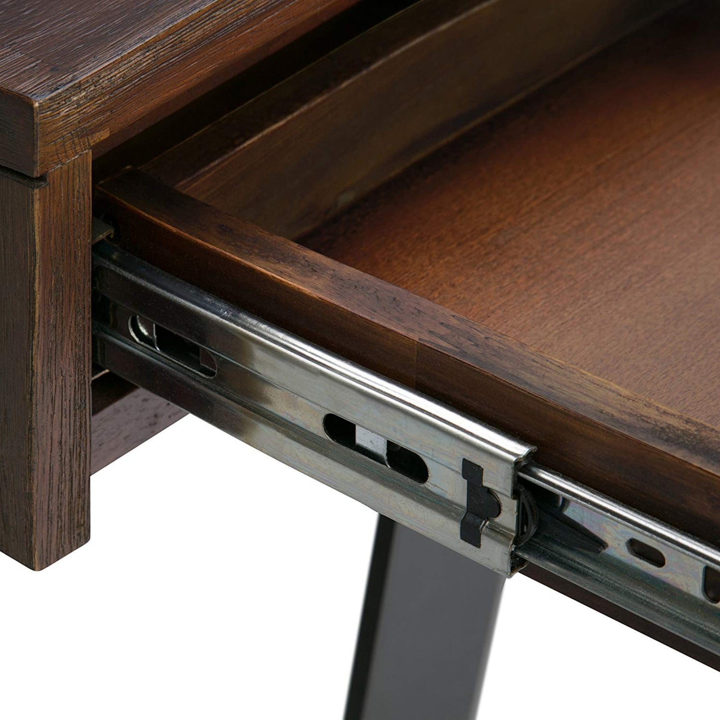 SIMPLIHOME Lowry Desk - 54 Inch Wide Solid Acacia Wood and Metal Writing Desk in Distressed Charcoal Brown, Modern Industrial Home Office Computer Table with 2 Drawers and Flip-Down Keyboard Tray