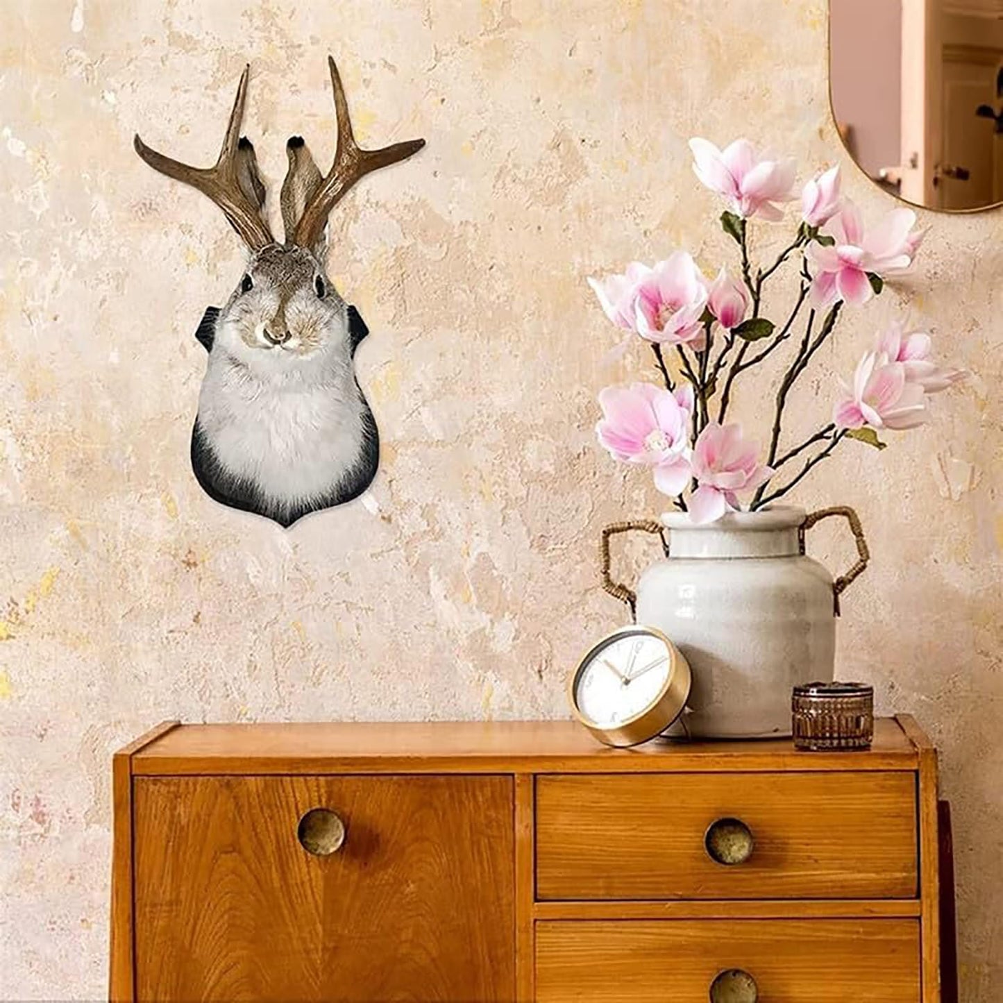 HSOSK Jackalope Mount, Jackalope Taxidermy, Deer Head Wall Mount, Resin Deer Head Animal Wall Art, for Home Wall Decoration