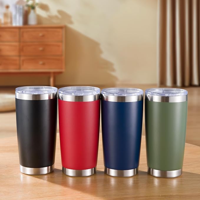 20 oz Tumblers Bulk Stainless Steel Tumbler with Lid Double Wall Vacuum Insulated Coffee Mug 20oz Powder Coated Cup for Hot and Cold Drinks, Navy, 6 pack