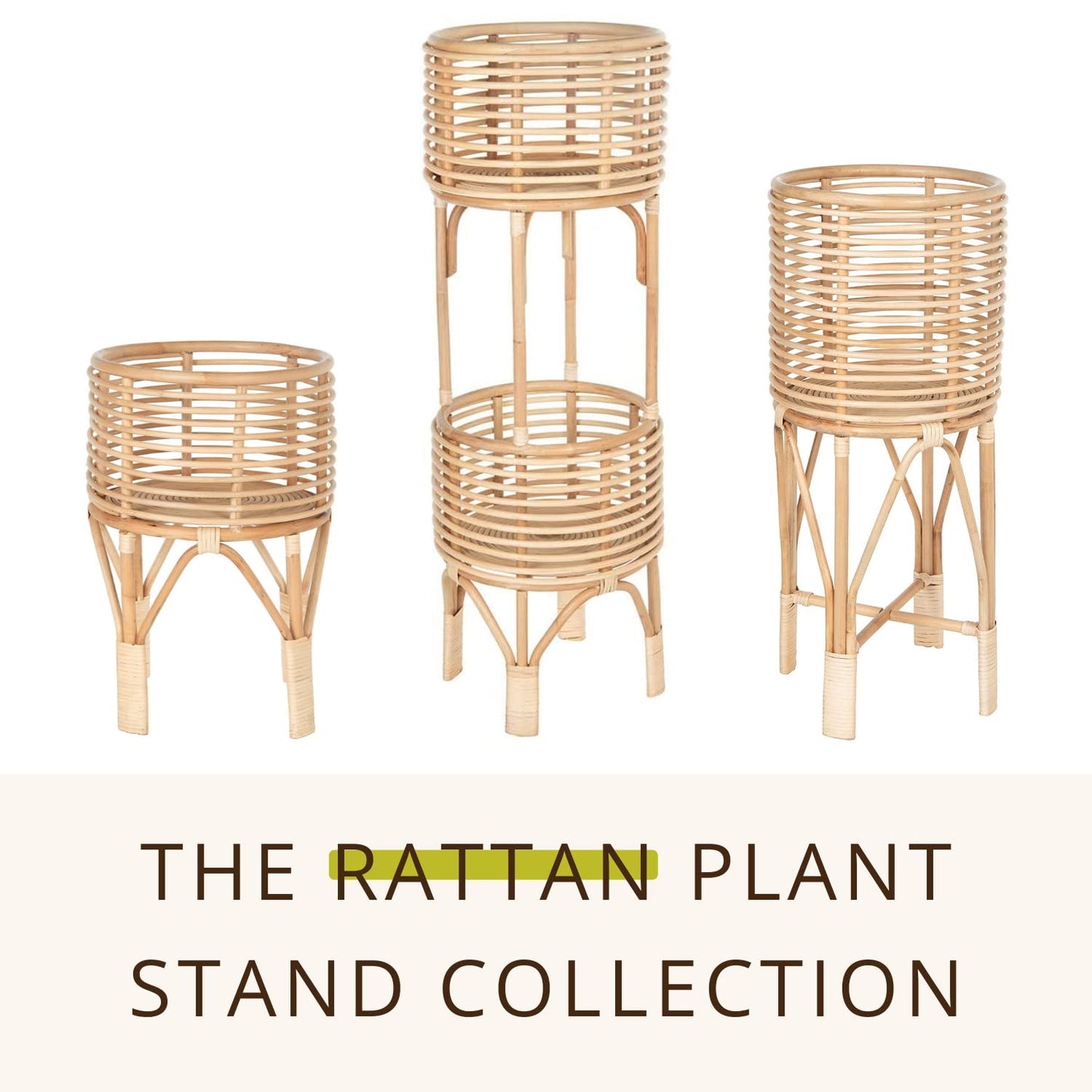 KOUBOO Rattan Indoor Plant Stand, Small, Natural Planter Brown