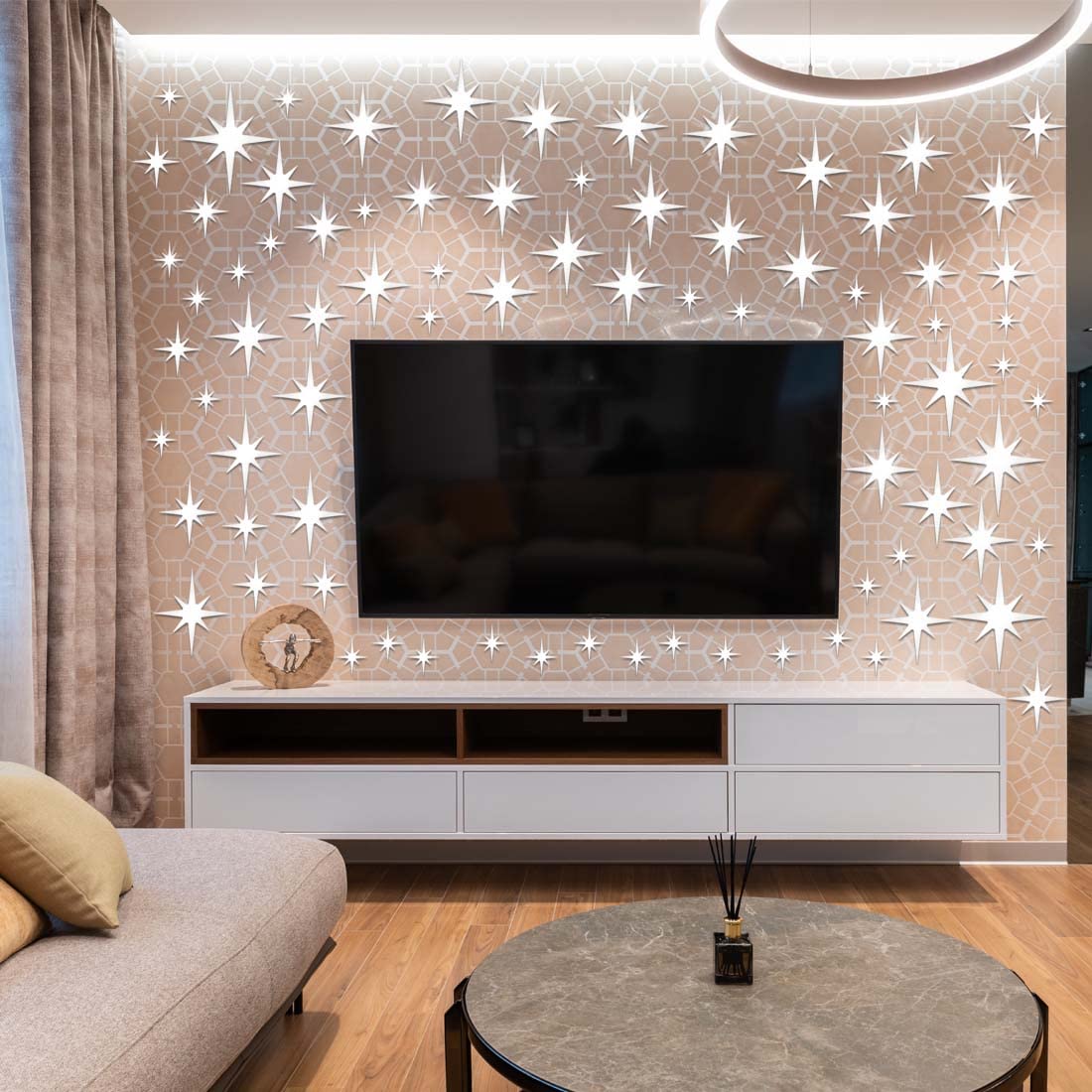 ELANE 100 Pcs Star Wall Decals Acrylic Star Mirror Wall Stickers Decor for Bathroom (Silver)