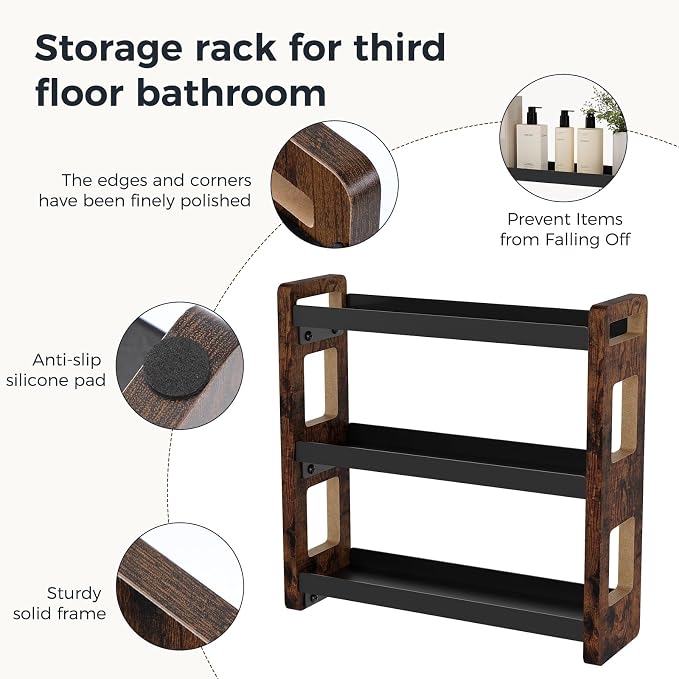 Bathroom Organizers and Storage,Bathroom Counter Organizer,Bathroom Counter Shelf,Bathroom Sink Organizer,Vanity Organizers,Vanity Storage,Perfume Display,Perfume Storages(Brown 3 Tier)