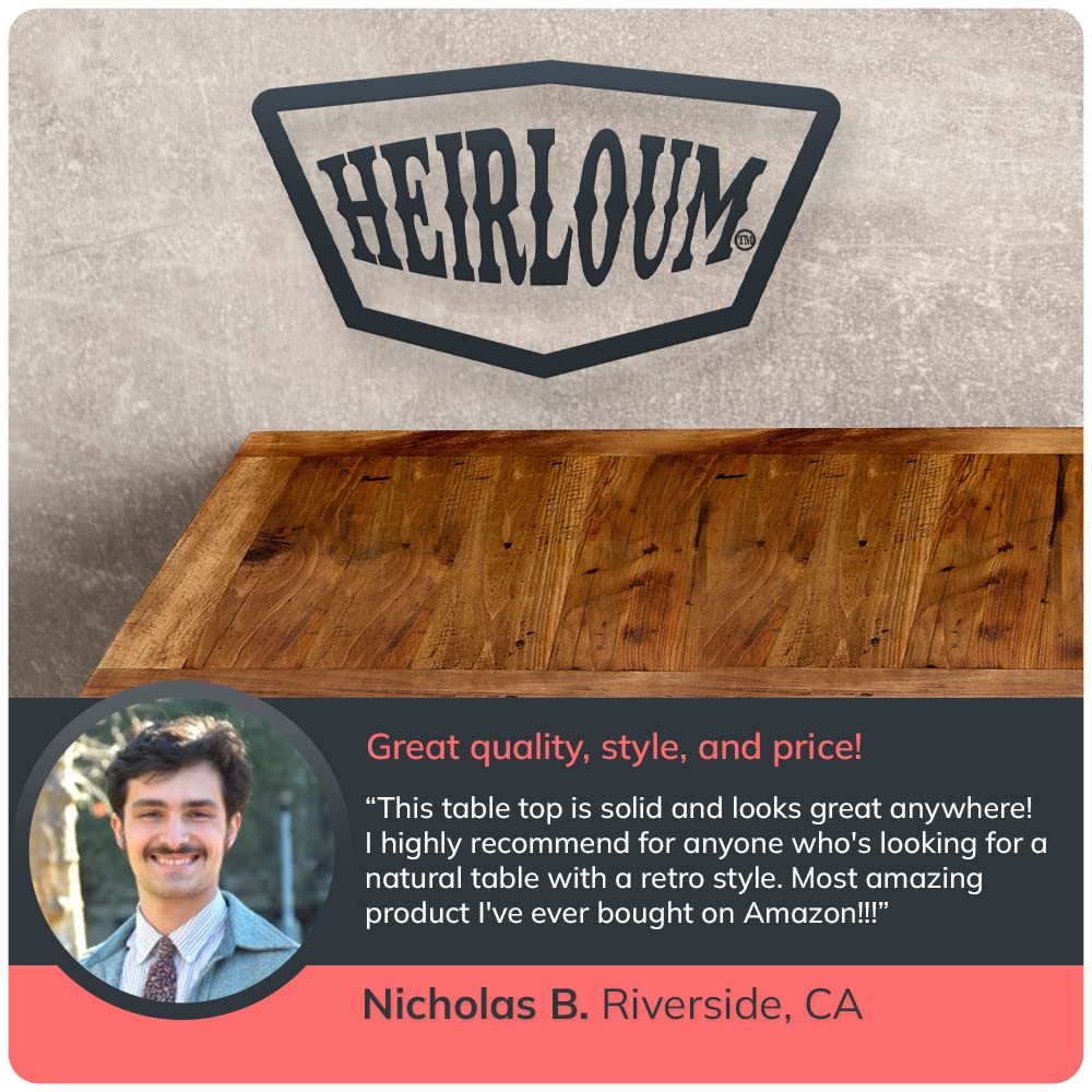 HEIRLOUM Reclaimed Wood Table Top - Rustic Recycled Solid Wooden Piece Perfect for Signs, Counters, Kitchens Table Tops (Reclaimed Wood Tabletop with Breadboard Ends, 30" x 30")