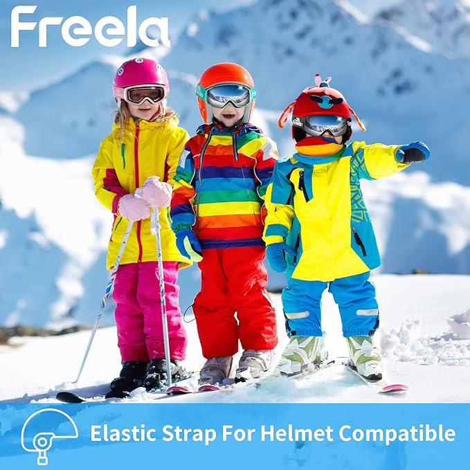 Freela Kids Ski Snowboard Goggles for Toddler(3-14) Youth Anti Fog Anti UV Goggles Girls Boys Snow Skiing Equipment