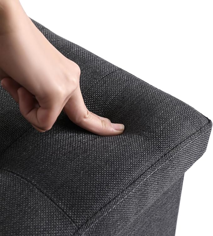 Storage Ottoman Cube Small Footrest Foldable Seat Foot Stools Square Tufted Ottoman Linen Beige