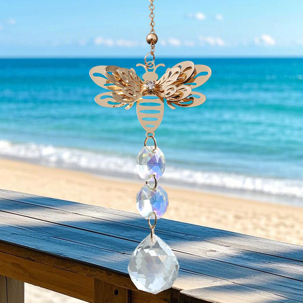 Crystal Suncatcher for Windows - Rainbow Maker Sun Catchers with Prisms Honey Bee Hanging Ornament for Christmas Wedding Garden Home Decor Gift