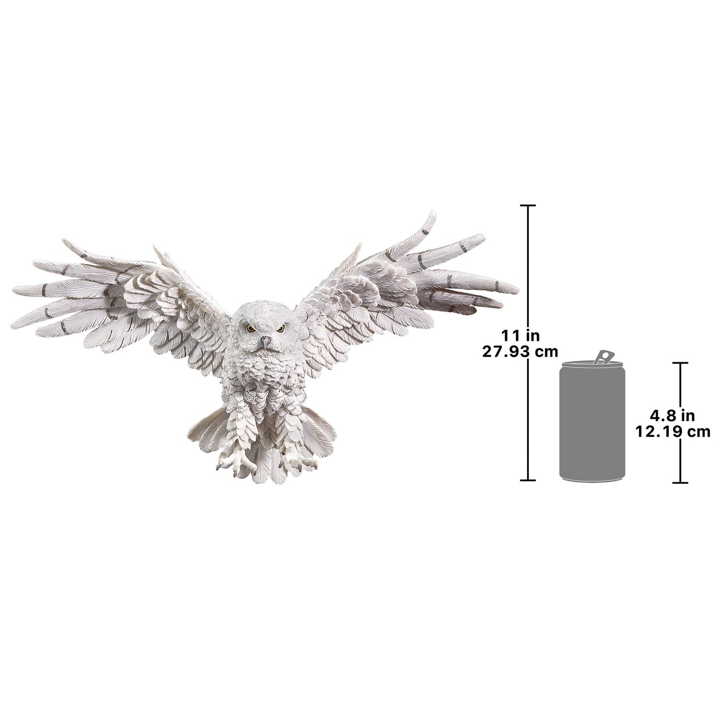 Design Toscano Mystical Snowy Owl Bird Indoor/Outdoor Wall Frieze Sculpture, Medium, 19 inches wide, 11 inches tall, Cast Stone Resin, White Finish