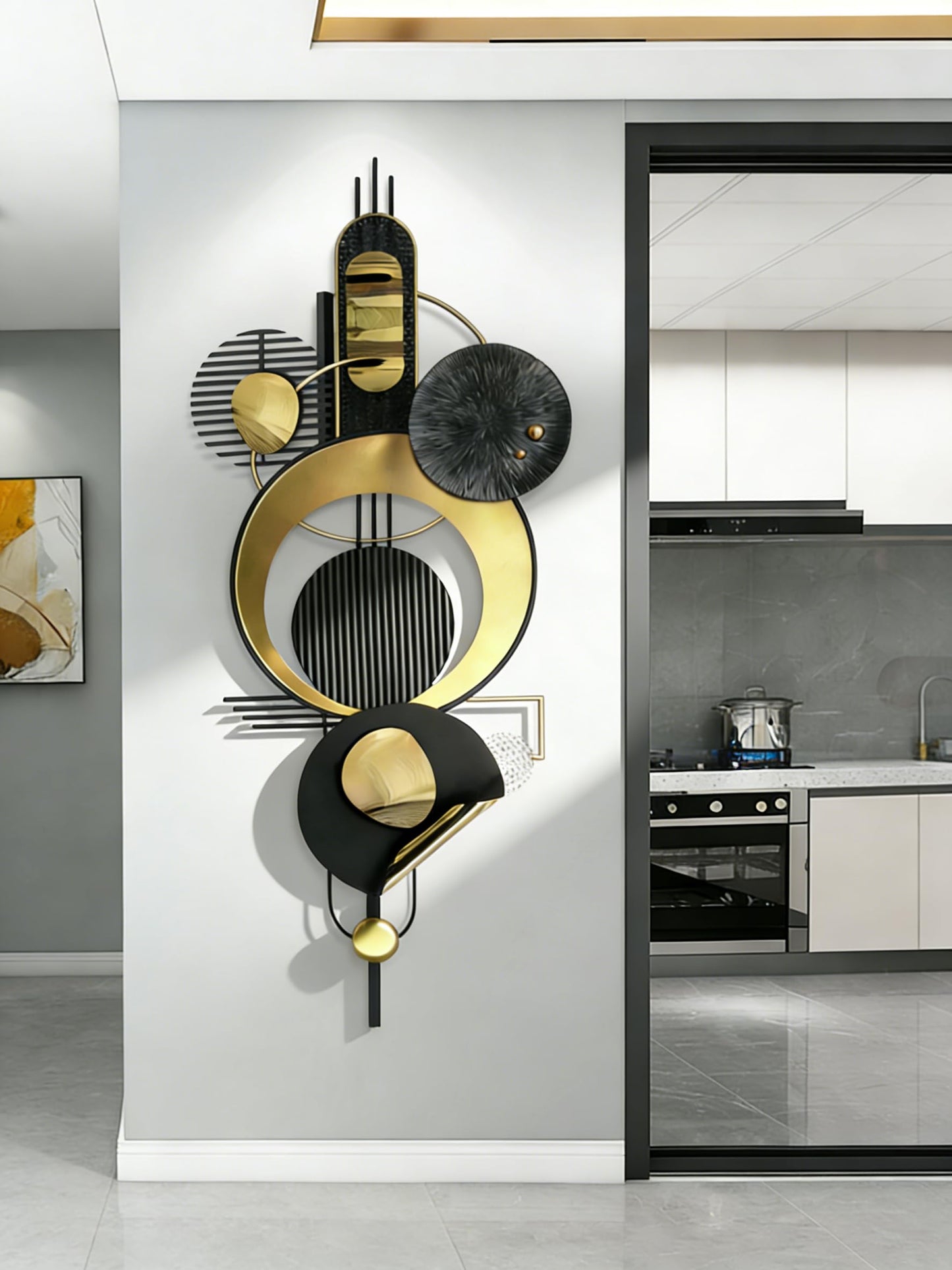 ERMOFAV Metal Wall Art, Abstract Wall Décor Black and White Metal Wall Decor, Large 59×22 In Modern Metal Wall Sculptures Decor for Home, Living Room, Bedroom, Dining Room,Entryway,Kitchen,Office