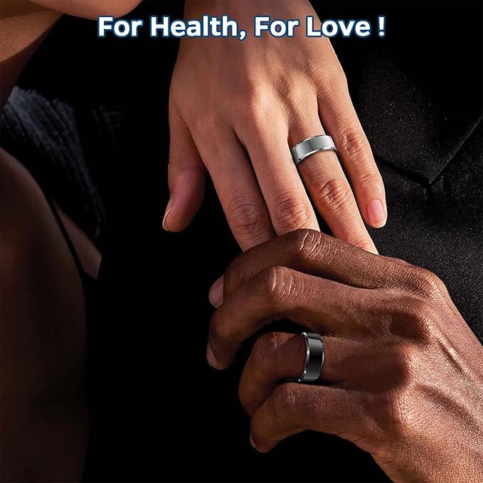 Smart Ring Health Tracker, Sleep Tracker Ring with Heart Rate, Waterproof Fitness Ring for Activity Monitoring/Steps/Distance/Calories, Air Gestures,Up to 7-Day Battery, for iOS and Android (Black,#9)