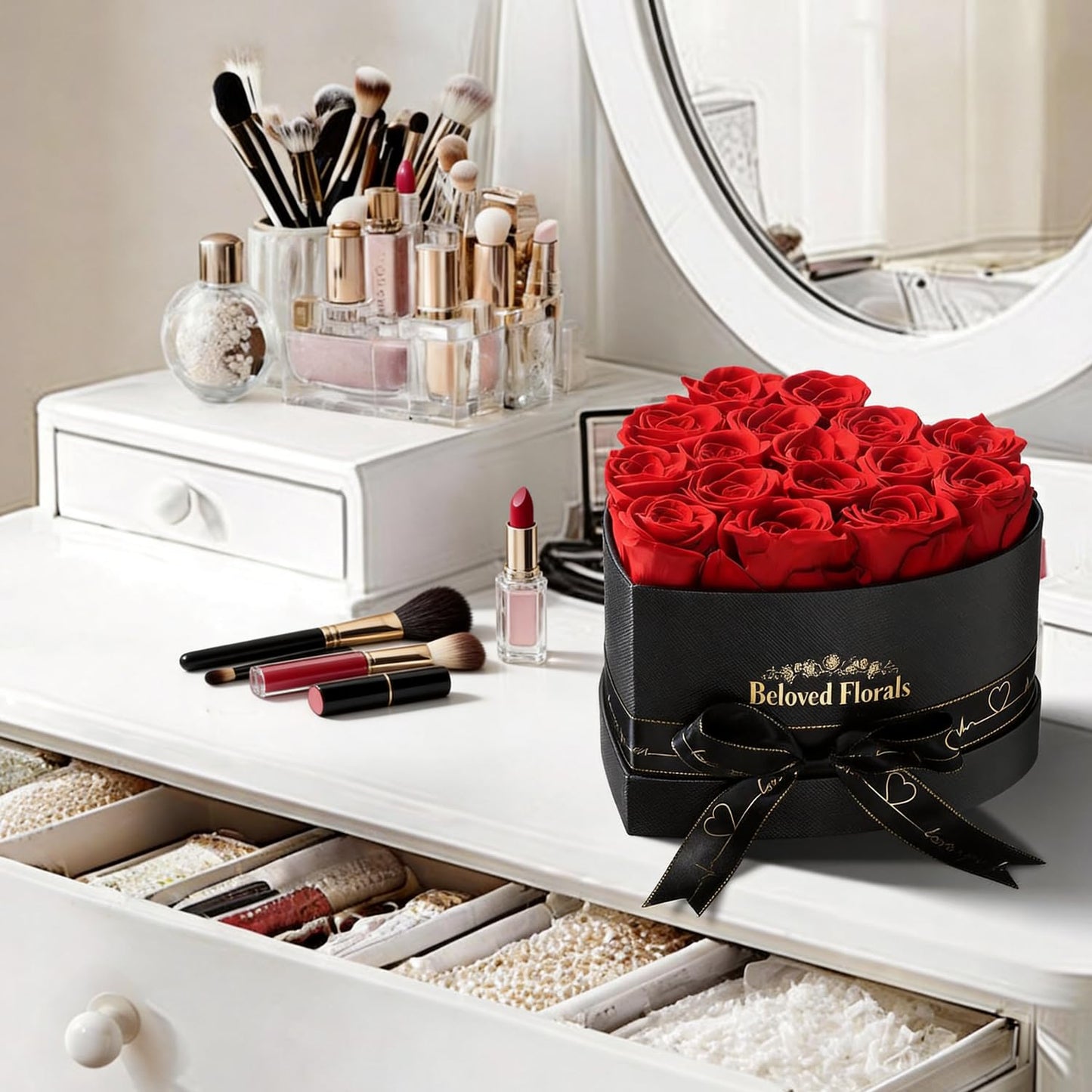 Auoasl 16 Preserved Flowers Rose in a Box, Gifts for Women Mom Her Wife on Mothers Day Valentines Birthday Christmas Anniversary Romantic(Red)