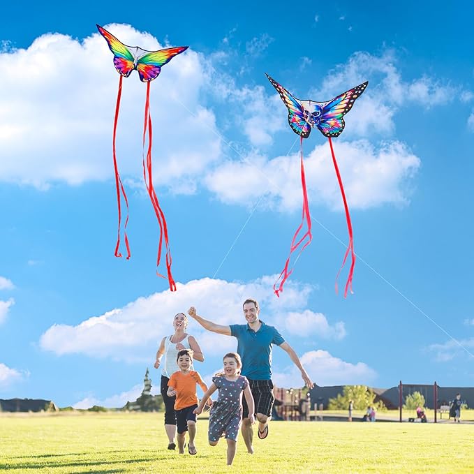 Butterfly Kites for Kids & Adults, Easy to Fly Design with Long Tail for Stability, for Kids Ages 4-8 & Beginners, Beach & Park Use | Family Outdoor Fun