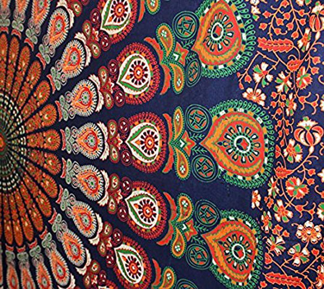 raajsee Turquoise Blue Tapestry- Tapestrys Mandala Wall Hanging- Hippie Tapestry For Bedroom Aesthetic-Size Medium (52x60 Inches / 132x152 Cms)