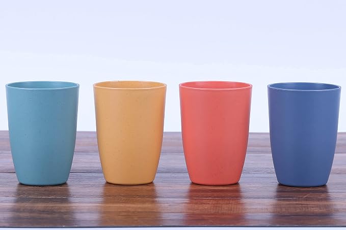 Wheat Straw Reusable Cup (12 oz) - Unbreakable Drinking Glasses Sets - Dishwasher Safe Tumbler - Lightweight, BPA Free and Eco friendly (6Pcs/6Color)