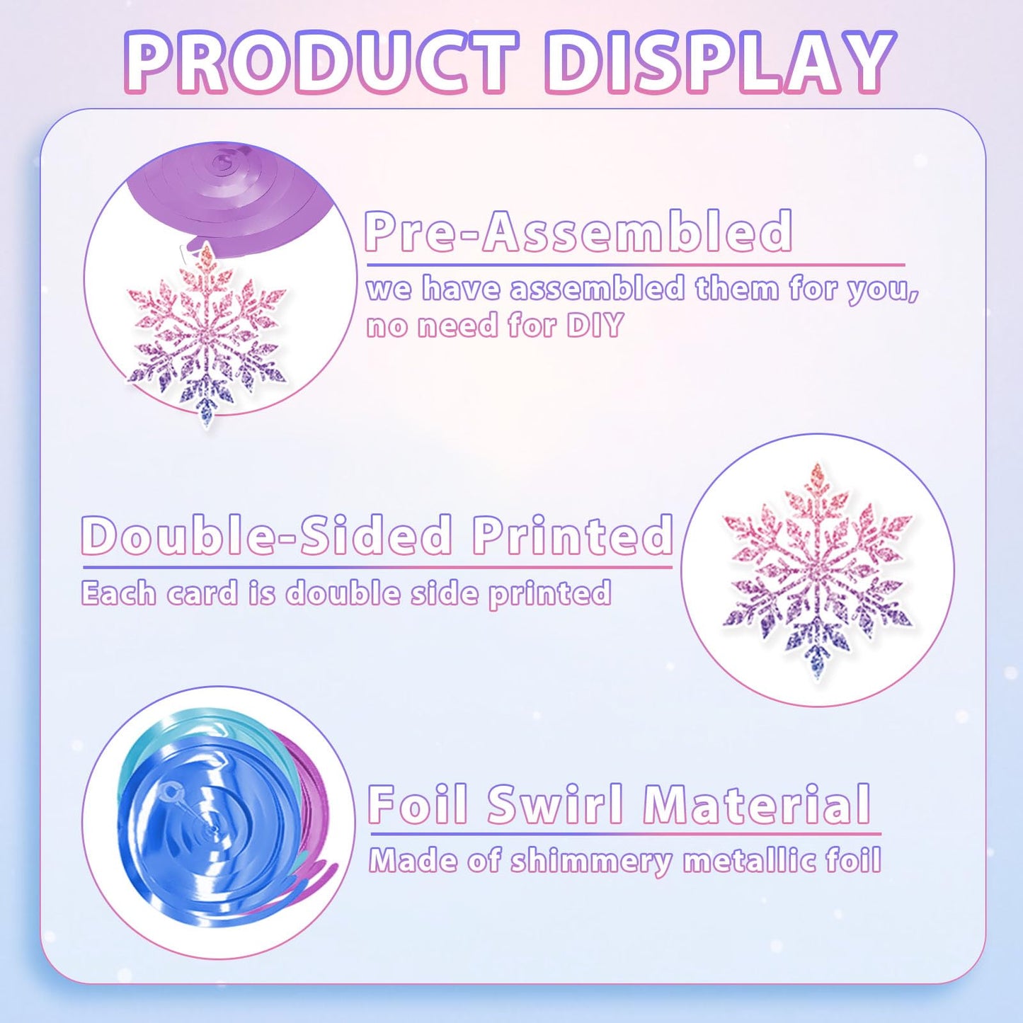 30Pcs Winter Snowflake Hanging Swirl, Frozen Snowflake Ceiling Streamers Hanging Decorations for Christmas Winter Wonderland Frozen Party Supplies