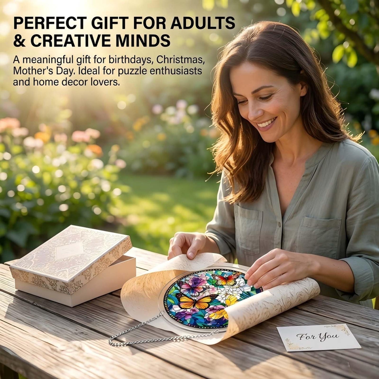 Acrylic Jigsaw Puzzle Suncatcher, 83 Pieces Sun Catcher Puzzle for Adults, Stained Glass Window Hanging, DIY Acrylic Puzzle Home Decor Gift for Women Men Mom (1, 02)