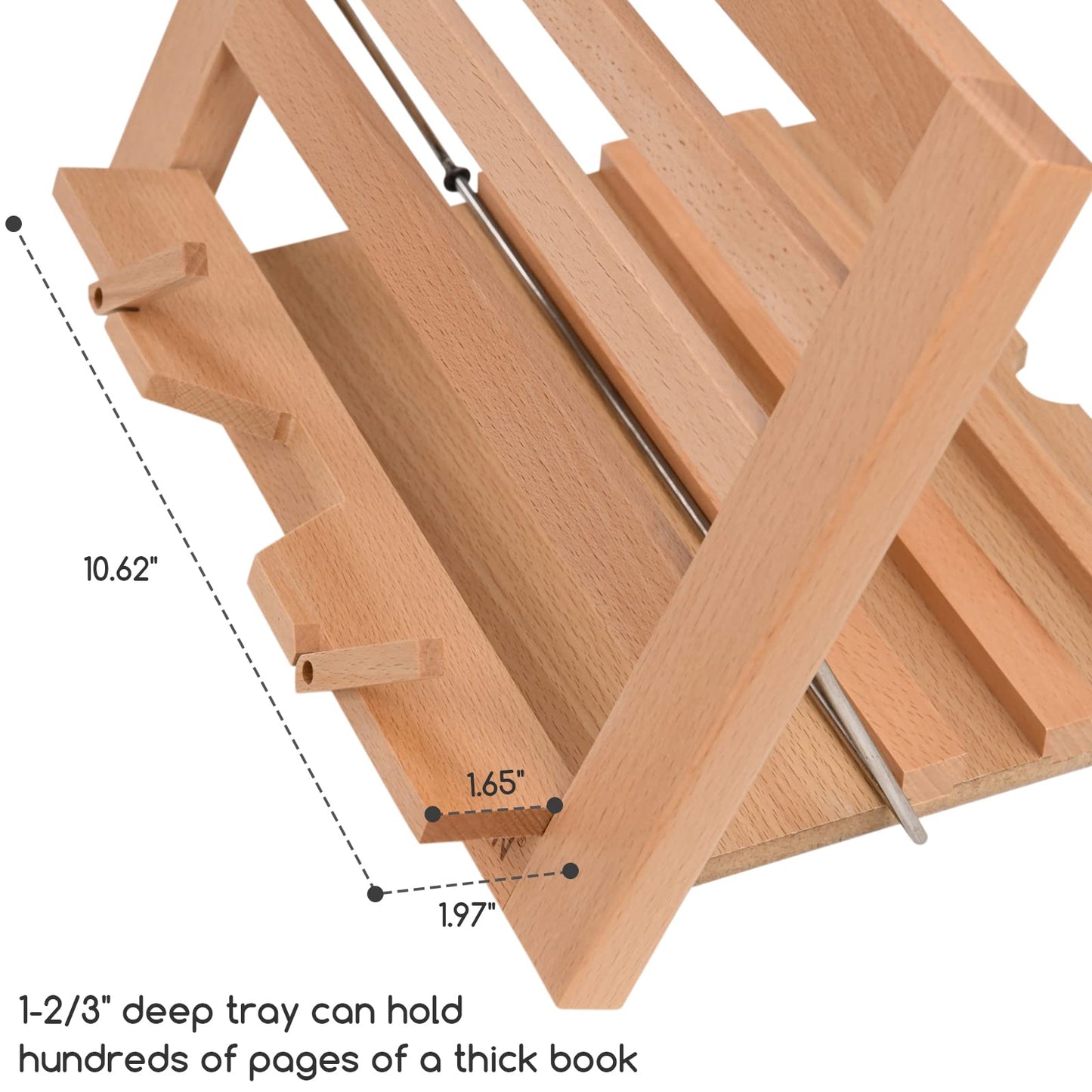 MEEDEN Book Stand with Page Holder Clips, Cookbook Holders for Reading Hands Free, Adjustable Foldable Solid Beechwood MacBook Stand for Laptop Textbook Bible File Documents - 13.39" x 9.25"