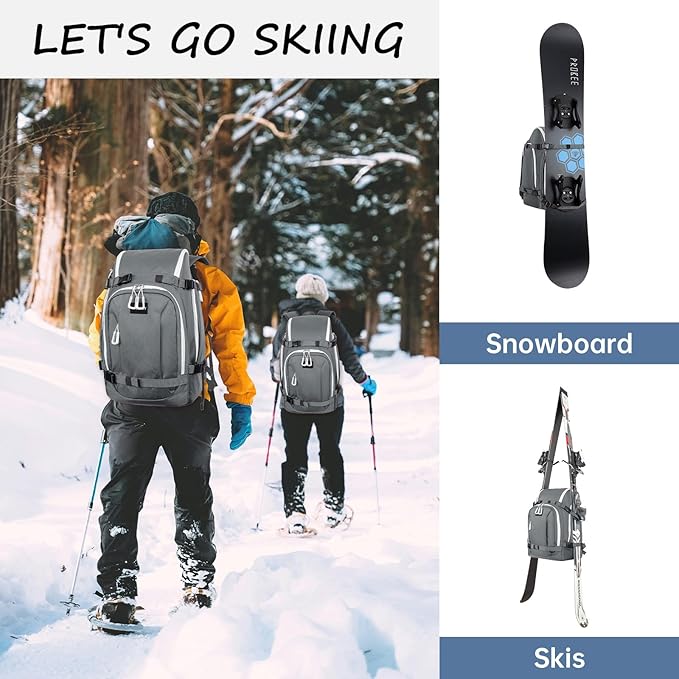 Ski Boot Bag, 50L Ski Boot Travel Backpack for Skis, Snowboard & Accessories, Waterproof Padded Ski Boot Bag Backpack
