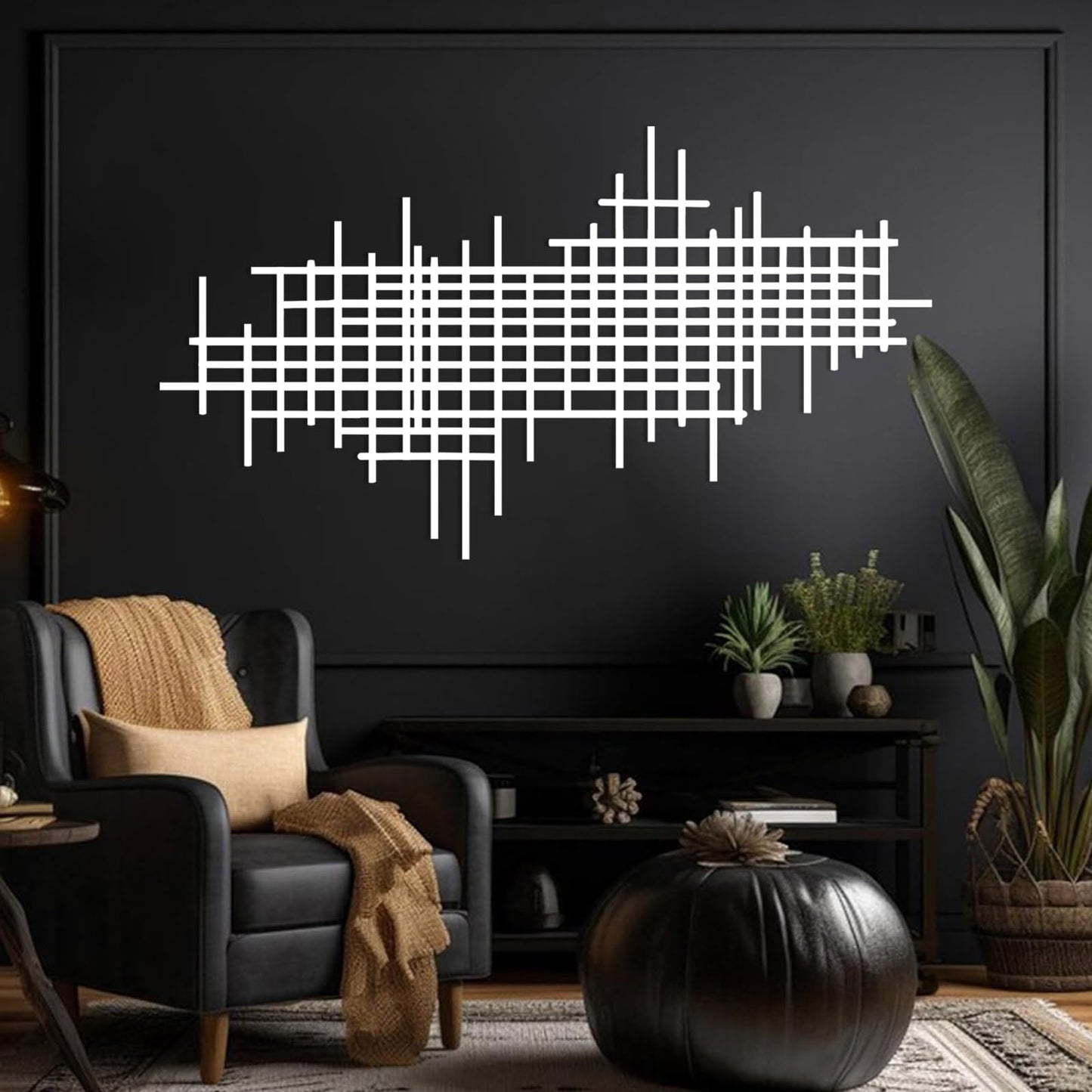 Jogwenu Geometric Line Metal Wall Art, Minimalist Geometric Metal Wall Decor, Line Wall Hanging, Modern Luxury Wall Decor, Abstract Wall Decorations (Gold, 35"x20"/90x51cm)